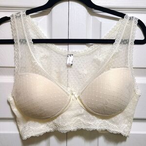 Wishlist Lace Bralette Padded‎ IVORY Women’s Size Large SEXY
